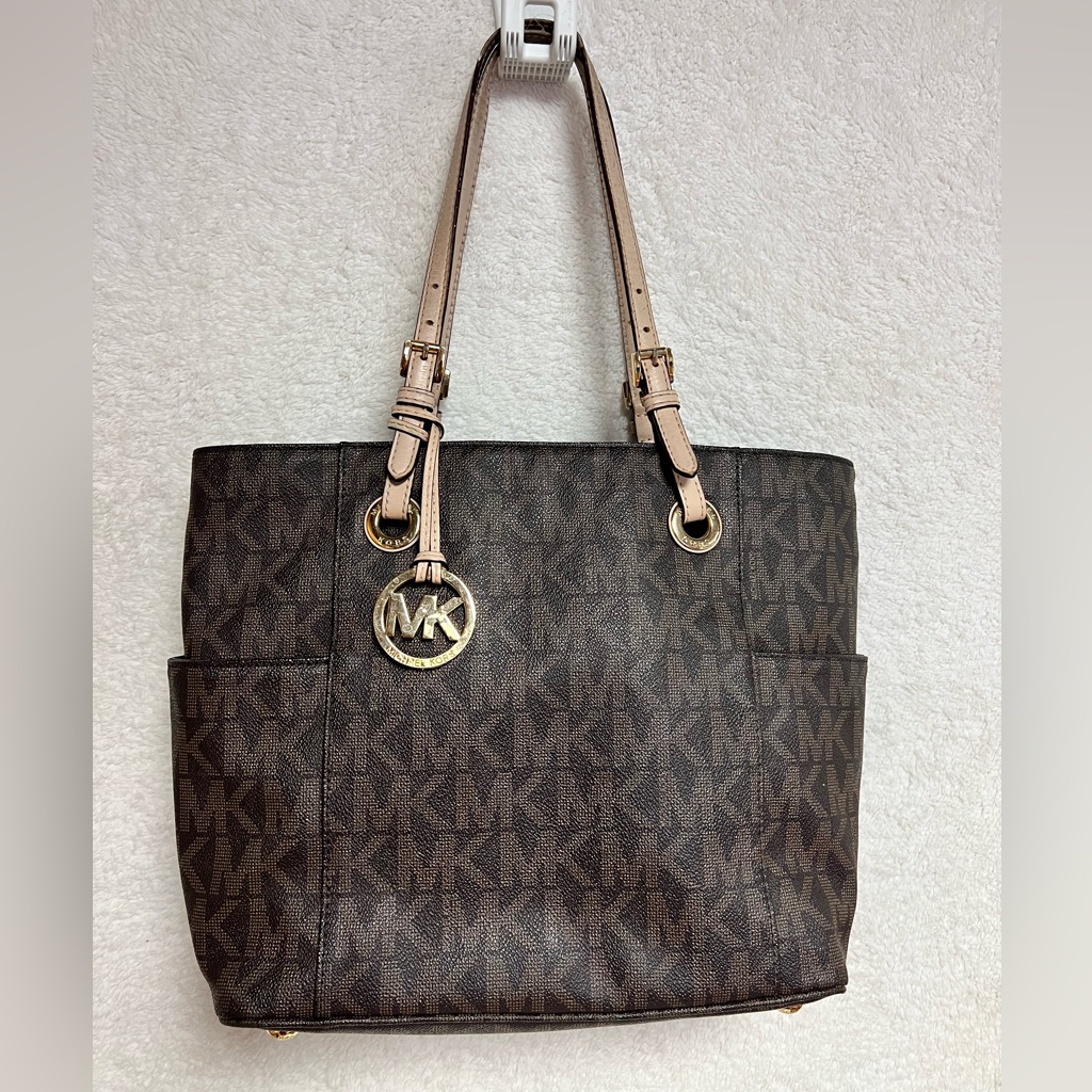 Michael Kors Brown And Gold Monogram Tote